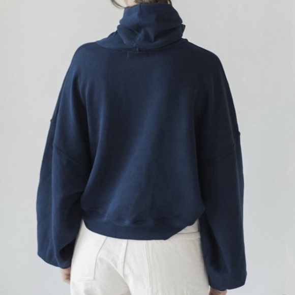 AGOLDE BALLOON SLEEVE TURTLENECK PULLOVER SWEATSHIRT medium navy - Picture 2 of 5